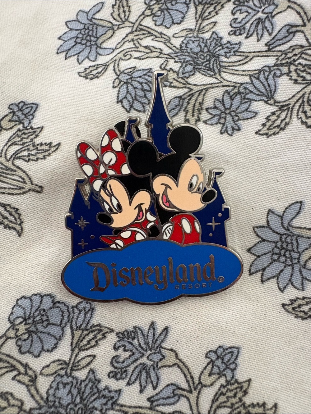 Disney Silver Travel Company Castle Pin with Black Mickey Backer